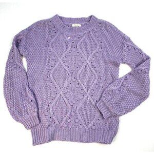 Ultra Flirt Sweater Top XS Purple Chunky-Knit Crew